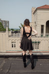 Mock Neck Black Skater Dress