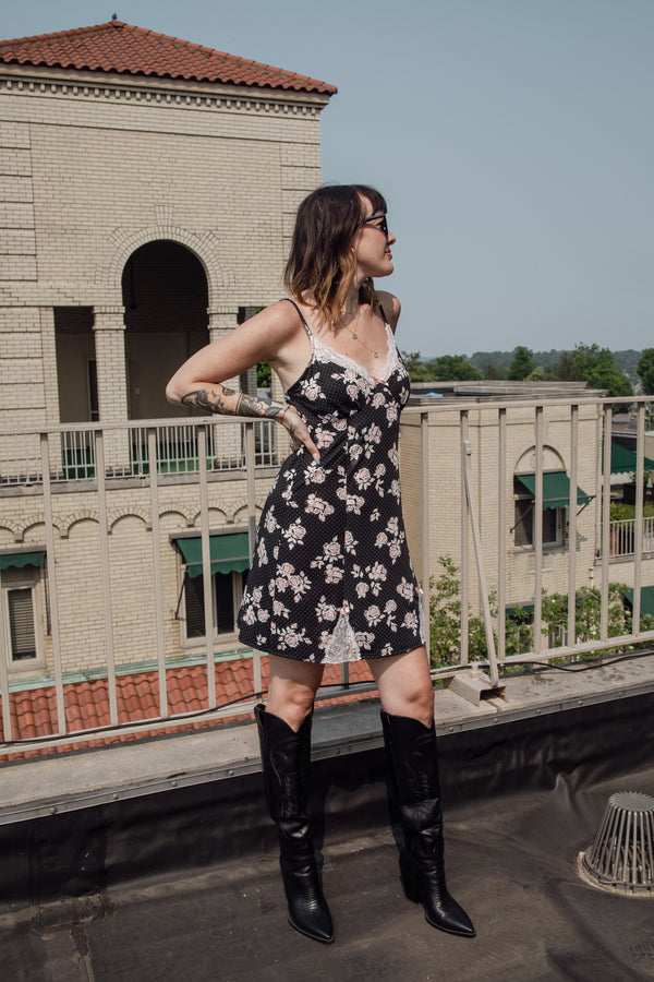 Black Floral Slip Dress Black Floral Slip Dress