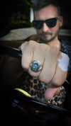 Vintage Hematite Intaglio and Diamond Ring
