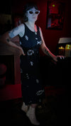Black Midi Dress With Fish