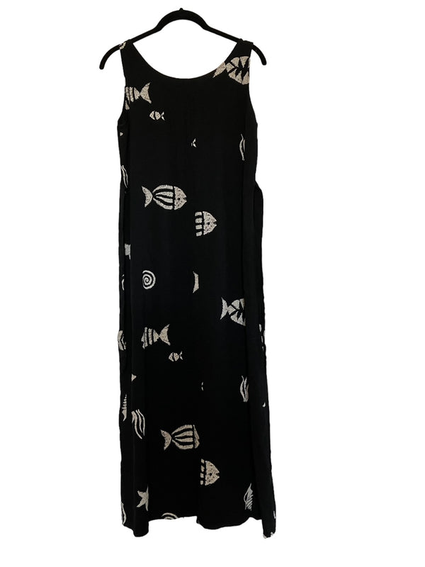 Black Midi Dress With Fish