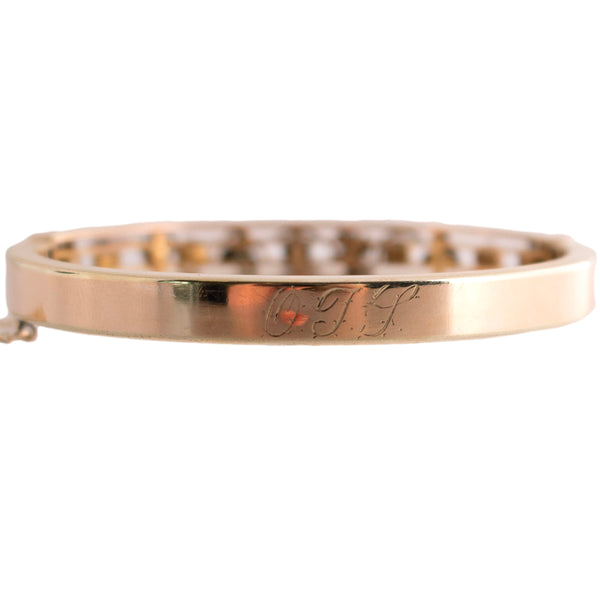 Gold Filled Pearl and Synthetic Sapphire Bangle