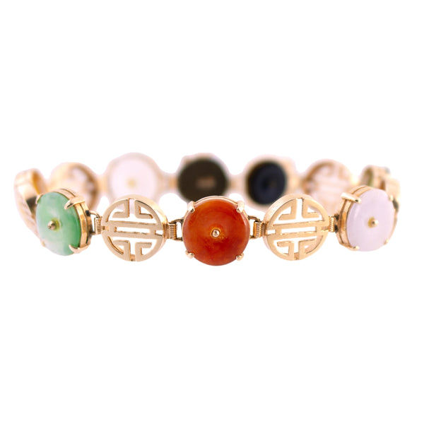 14K Gold Asian Inspired Jade Bracelet