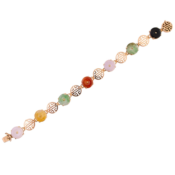 14K Gold Asian Inspired Jade Bracelet