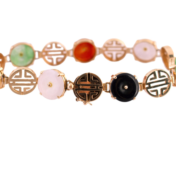 14K Gold Asian Inspired Jade Bracelet