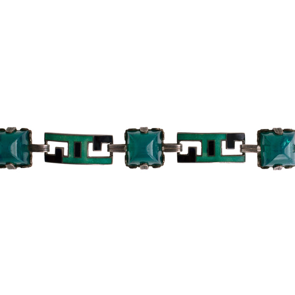 Art Deco Enamel and Glass Bracelet