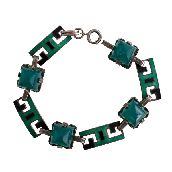 Art Deco Enamel and Glass Bracelet