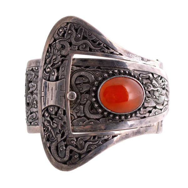 Sterling Silver Carnelian Buckle Bracelet