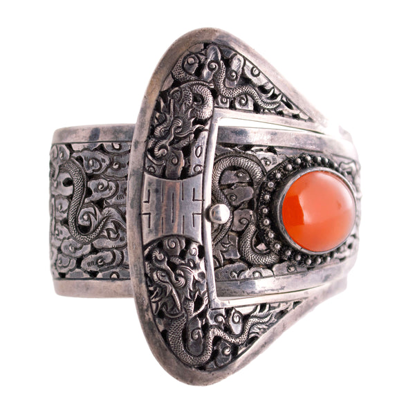 Sterling Silver Carnelian Buckle Bracelet