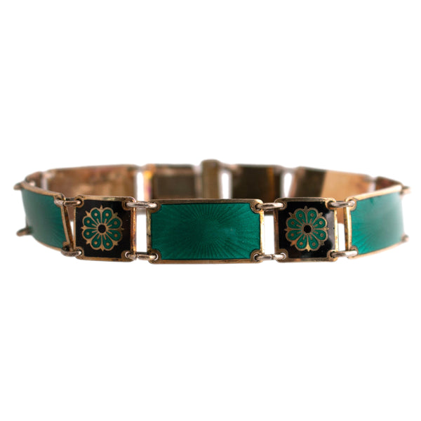 David Andersen Green and Black Enamel Bracelet