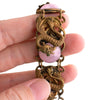 Antique Brass Flying Serpent Art Glass Bracelet