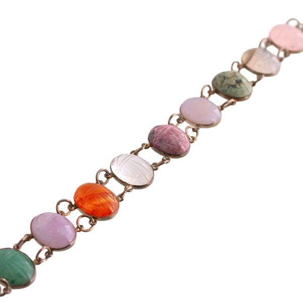 Sterling Gemstone Scarab Bracelet