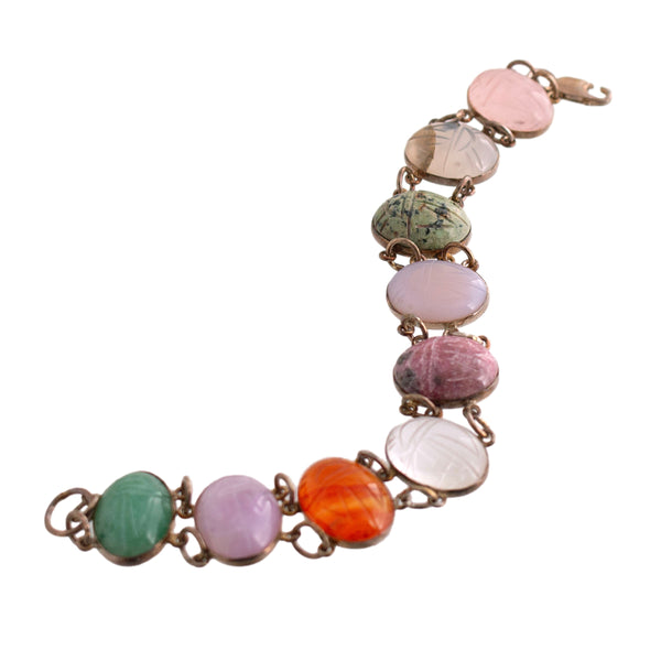 Sterling Gemstone Scarab Bracelet