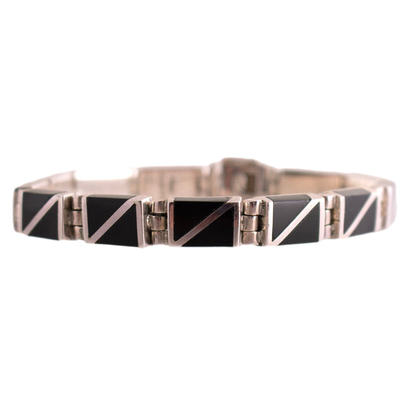 Silver Onyx Link Bracelet