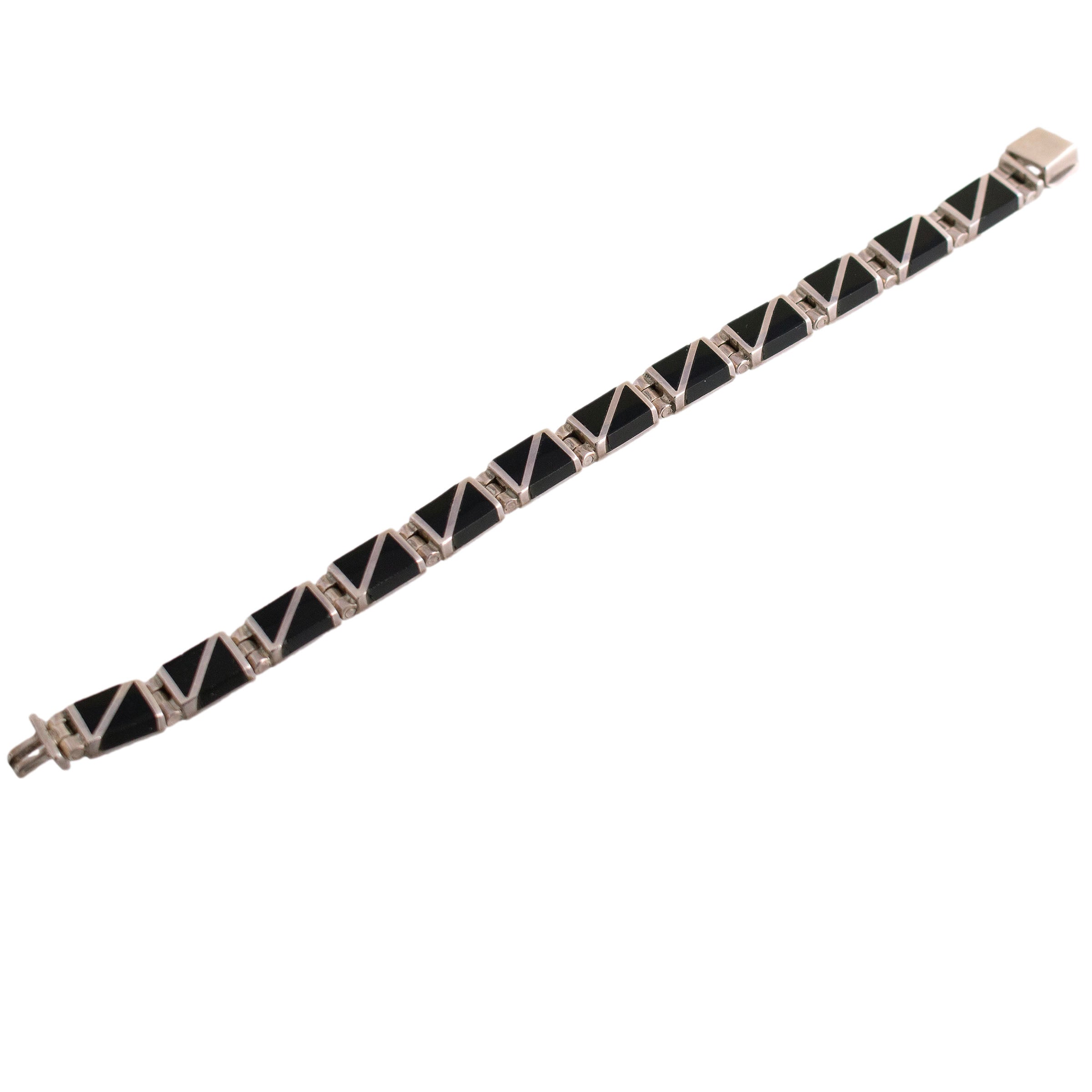 Silver Onyx Link Bracelet