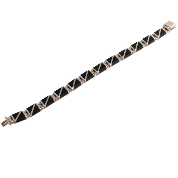 Silver Onyx Link Bracelet