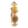 French Brass Purple Glass Cabochon Link Bracelet