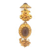 French Brass Purple Glass Cabochon Link Bracelet