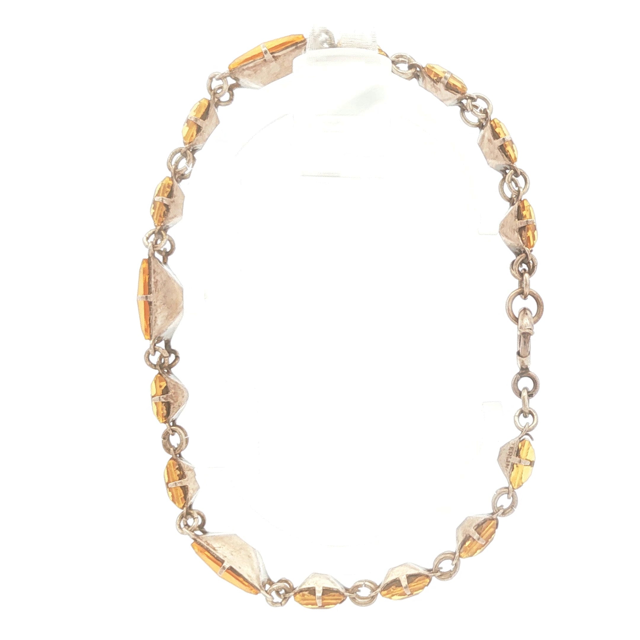 Sterling Yellow Glass Bracelet