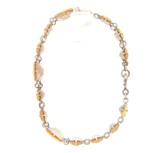 Sterling Yellow Glass Bracelet