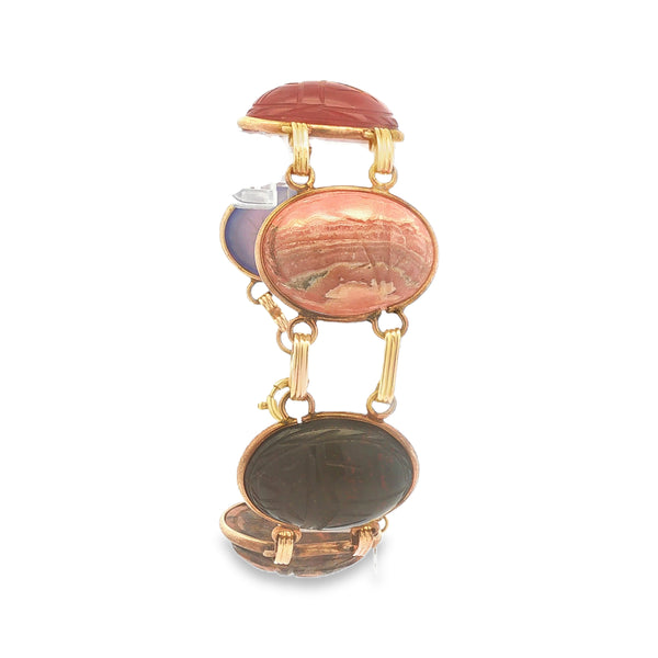 Vintage Wide Burt Cassell Scarab Link Bracelet