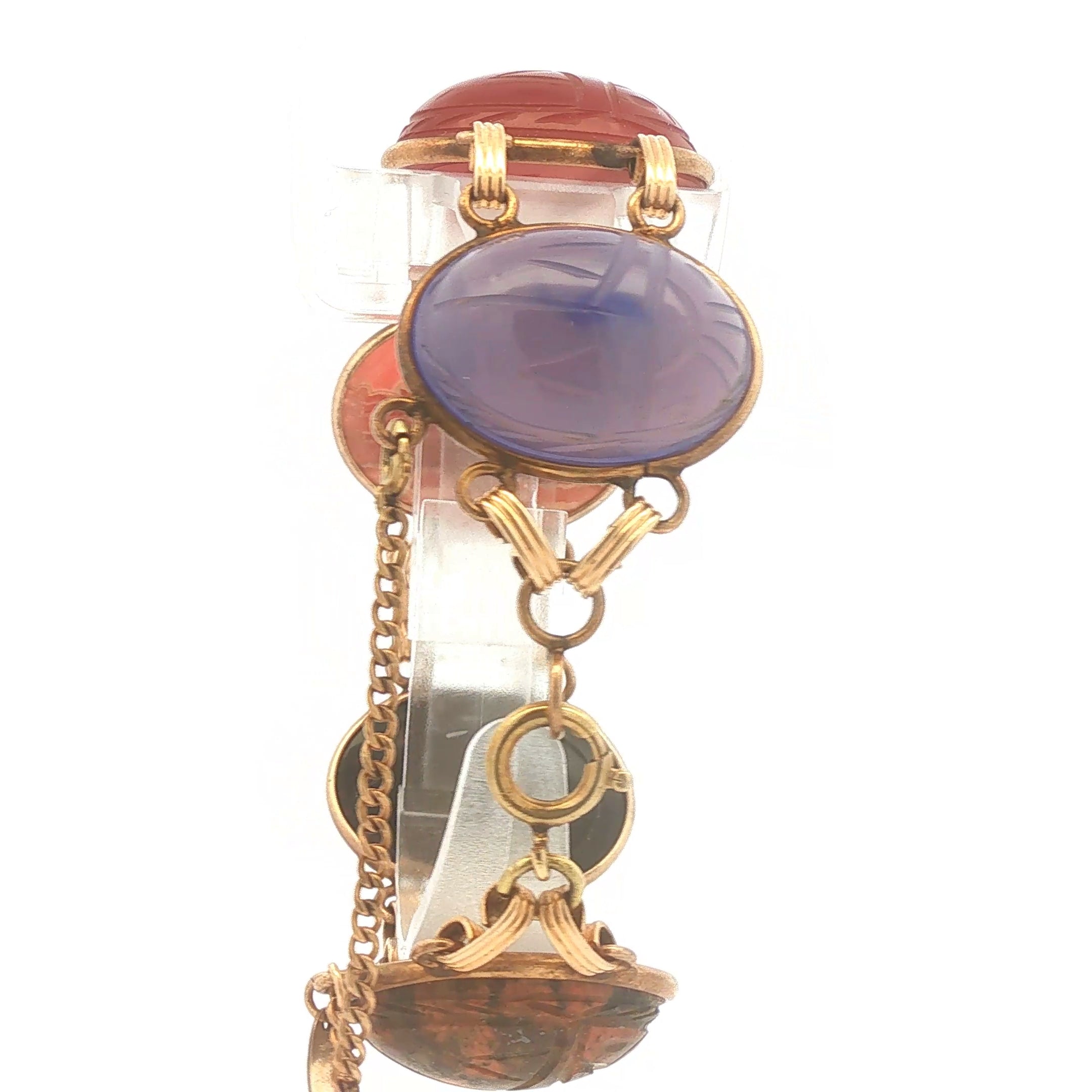 Vintage Wide Burt Cassell Scarab Link Bracelet