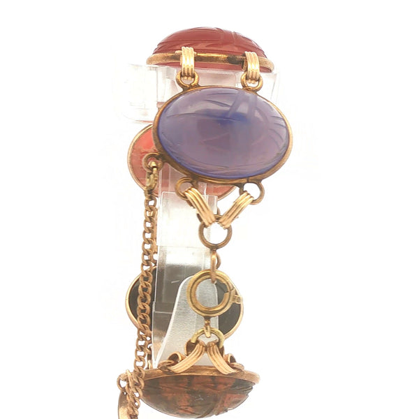Vintage Wide Burt Cassell Scarab Link Bracelet