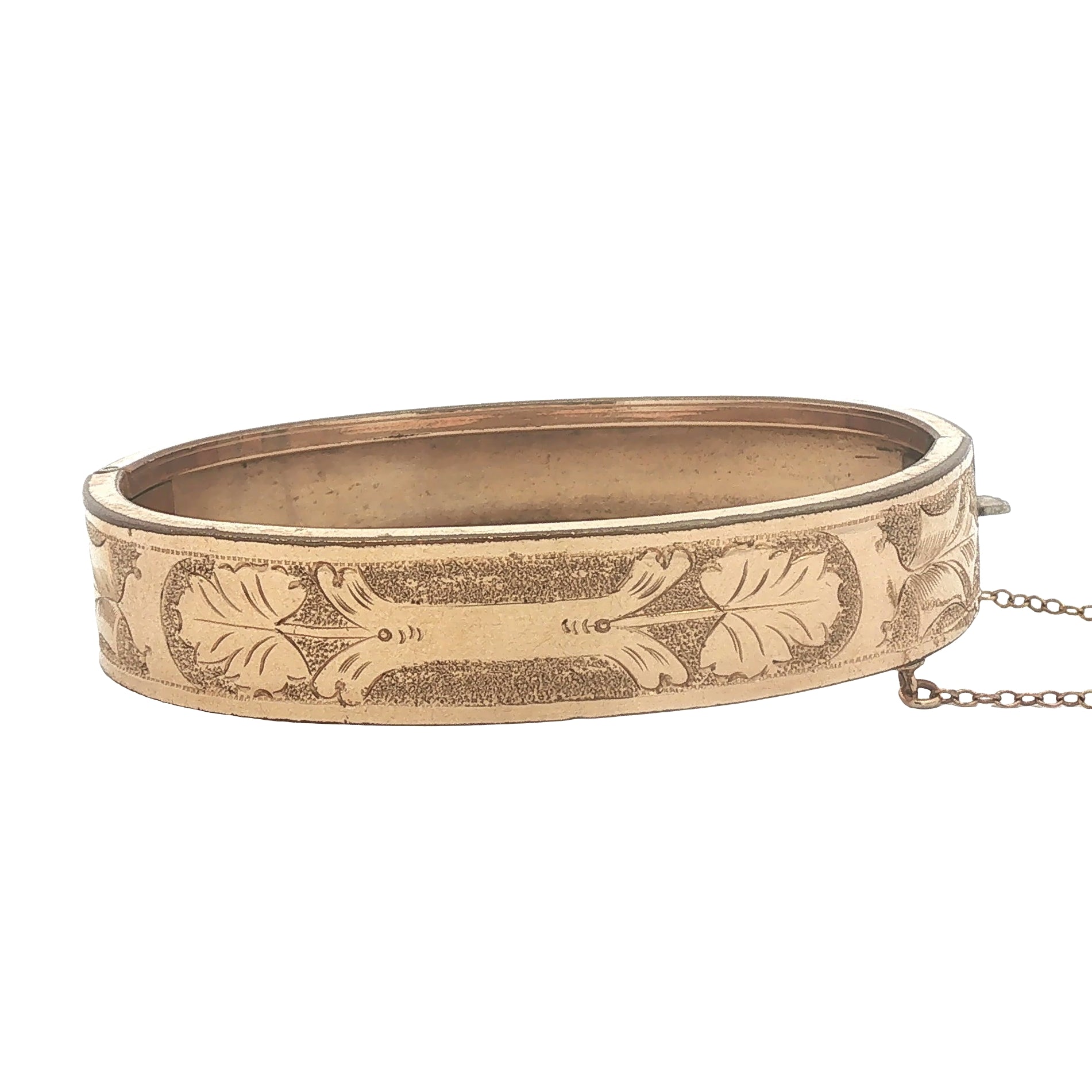 Antique Gold Filled Small Sized Leaf Hinged Bangle