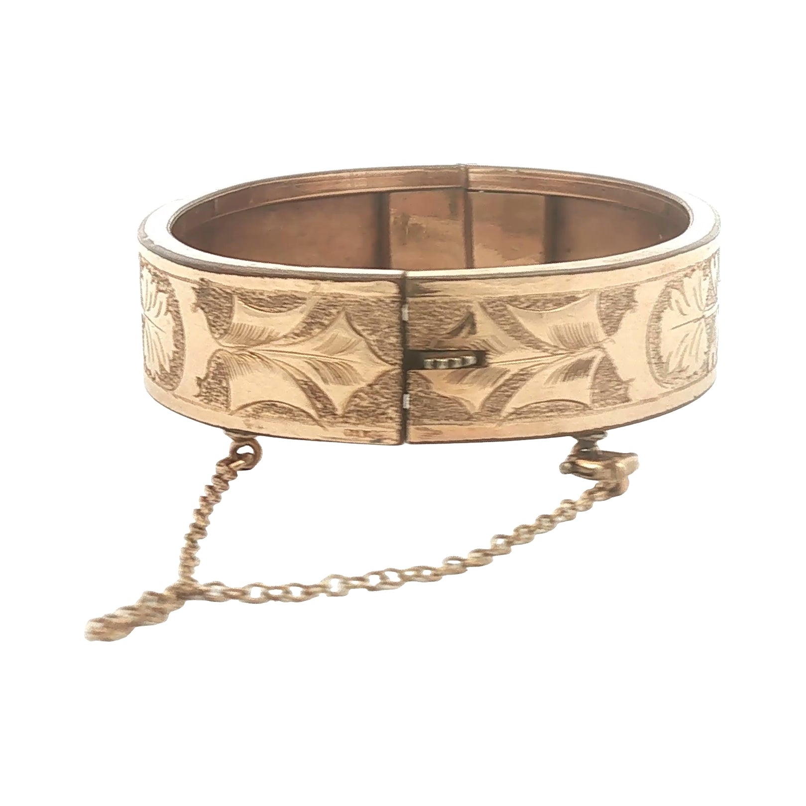 Antique Gold Filled Small Sized Leaf Hinged Bangle