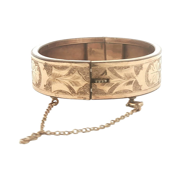 Antique Gold Filled Small Sized Leaf Hinged Bangle