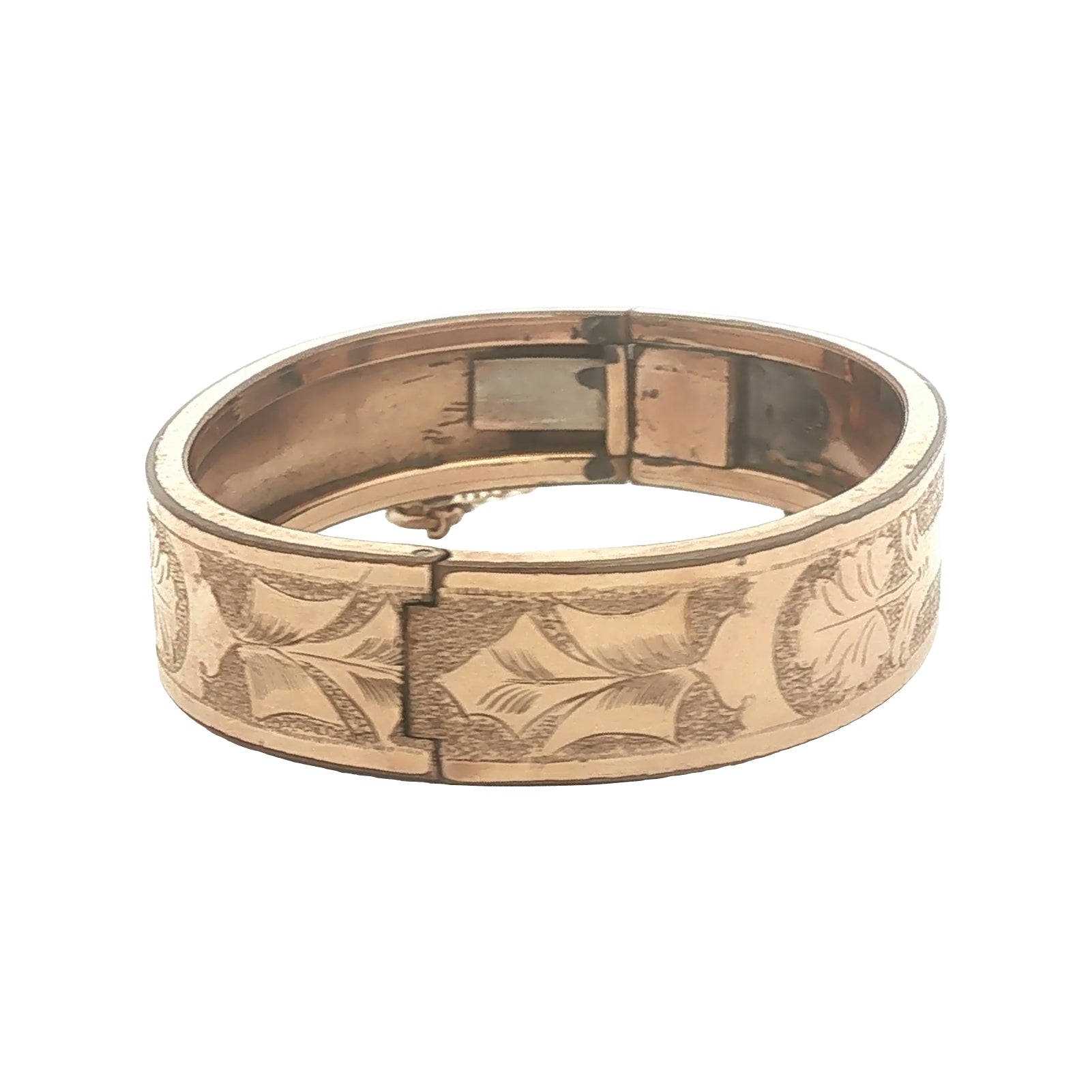 Antique Gold Filled Small Sized Leaf Hinged Bangle