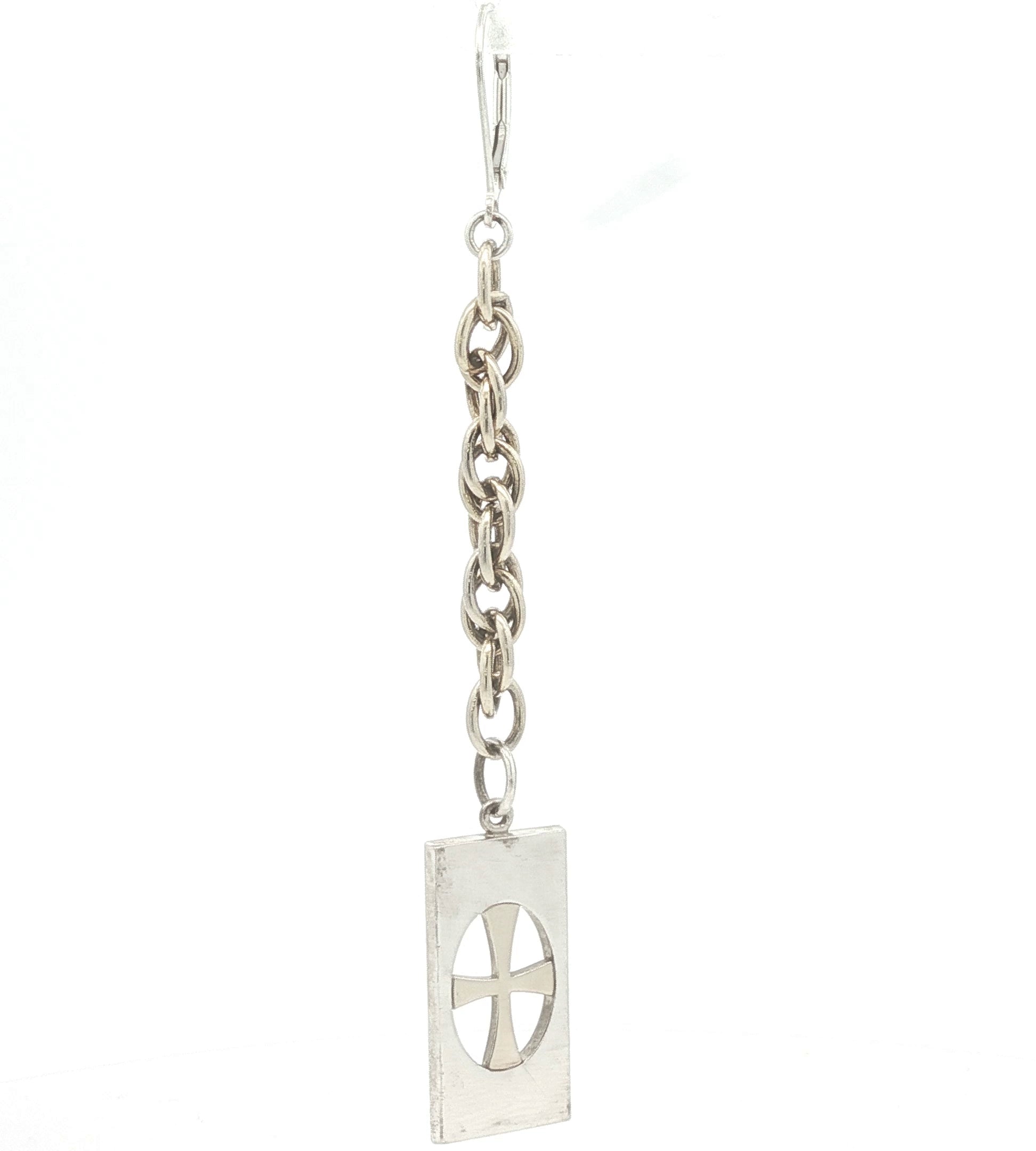 Upcycled Single Cross Dangle Earrings