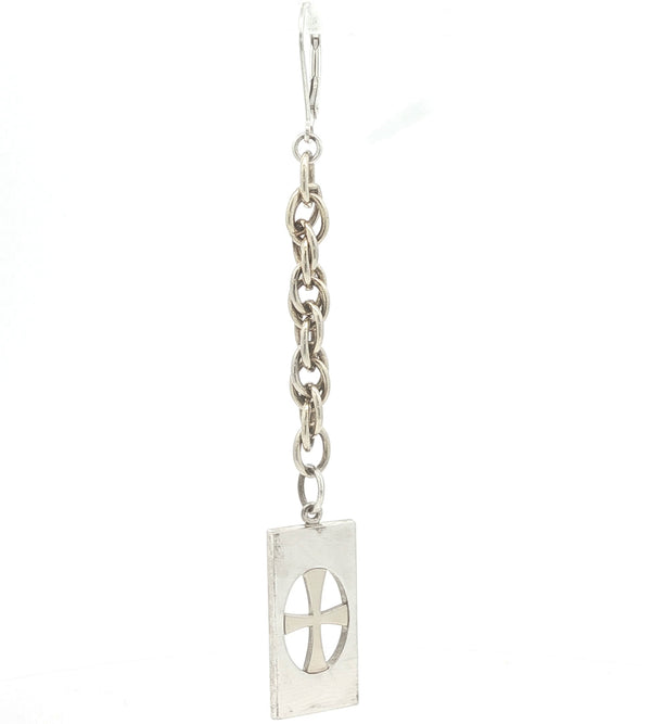 Upcycled Single Cross Dangle Earrings