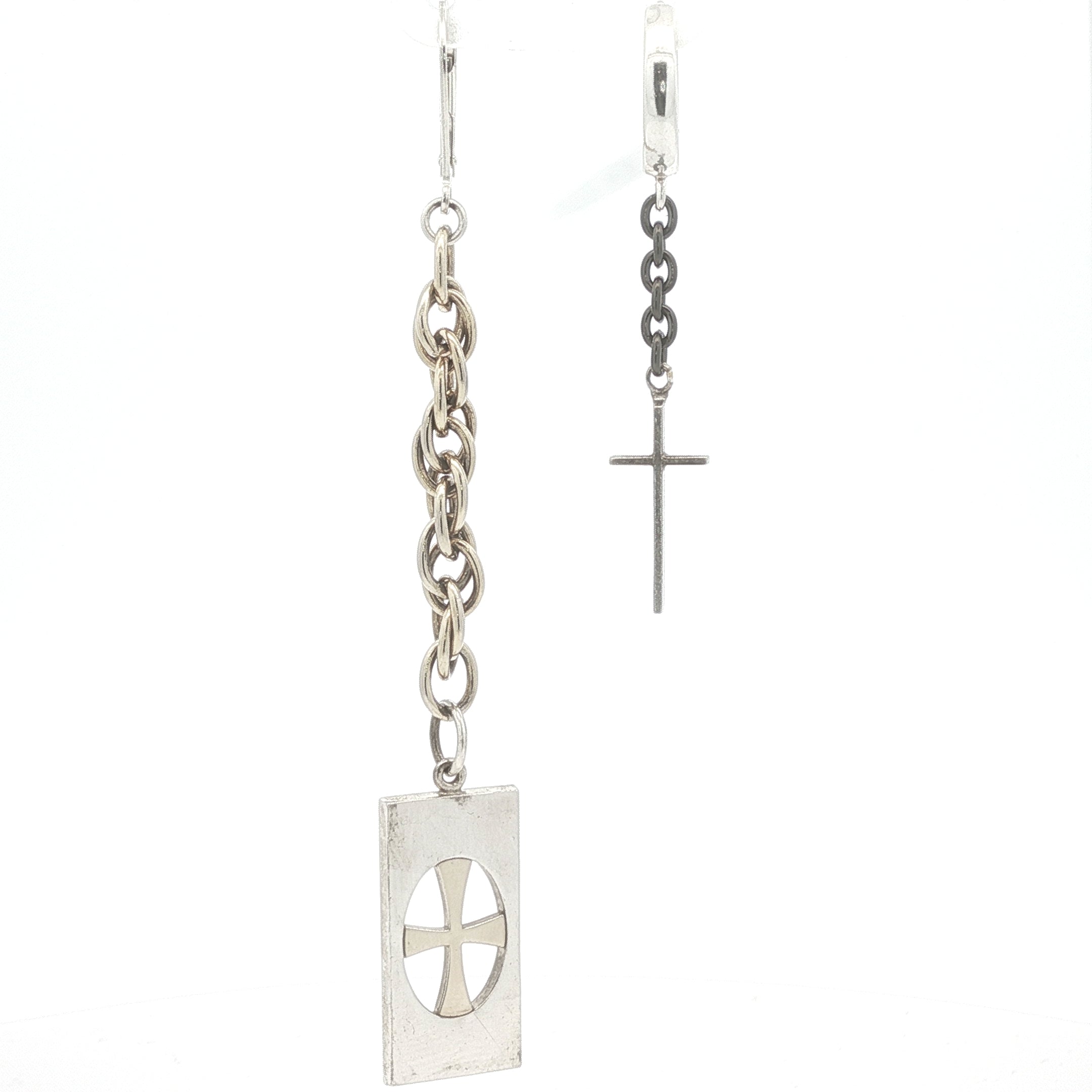 Upcycled Single Cross Dangle Earrings