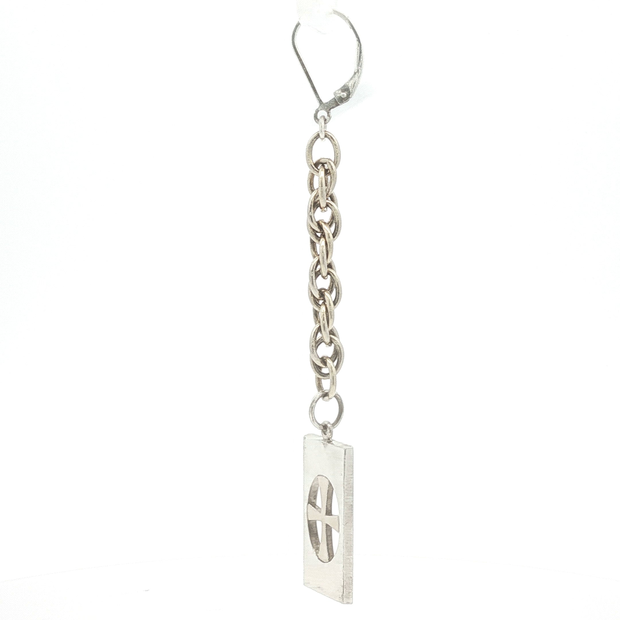 Upcycled Single Cross Dangle Earrings