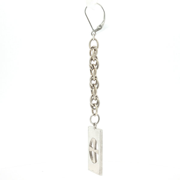 Upcycled Single Cross Dangle Earrings