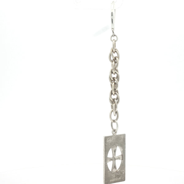 Upcycled Single Cross Dangle Earrings