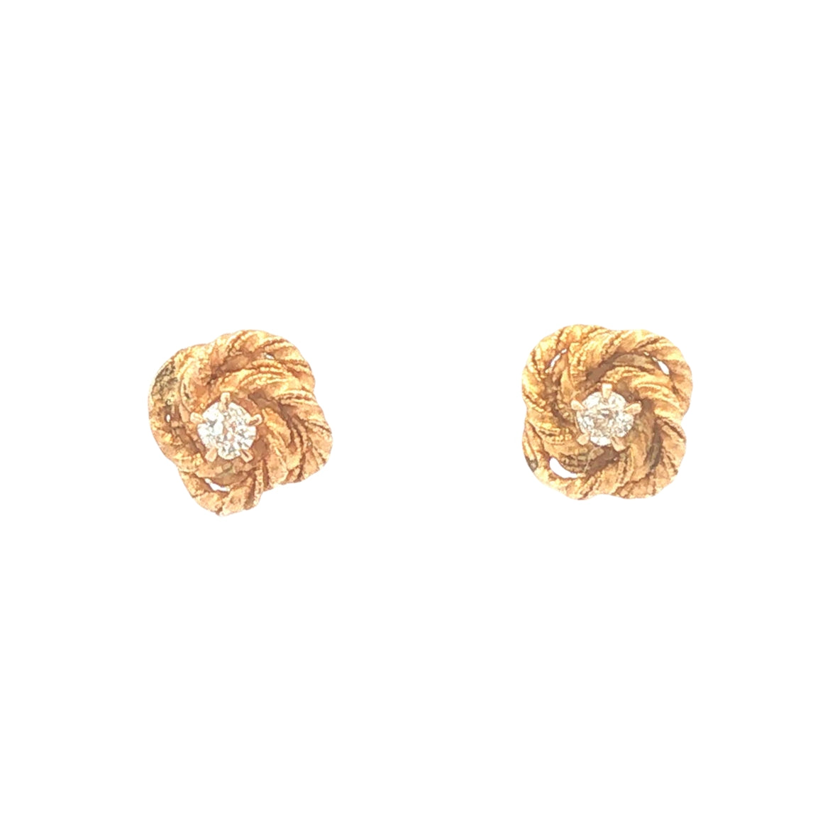 Vintage 14K Gold and Diamond Knot Earrings