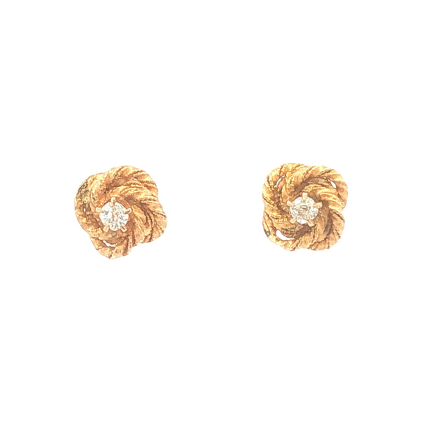Vintage 14K Gold and Diamond Knot Earrings