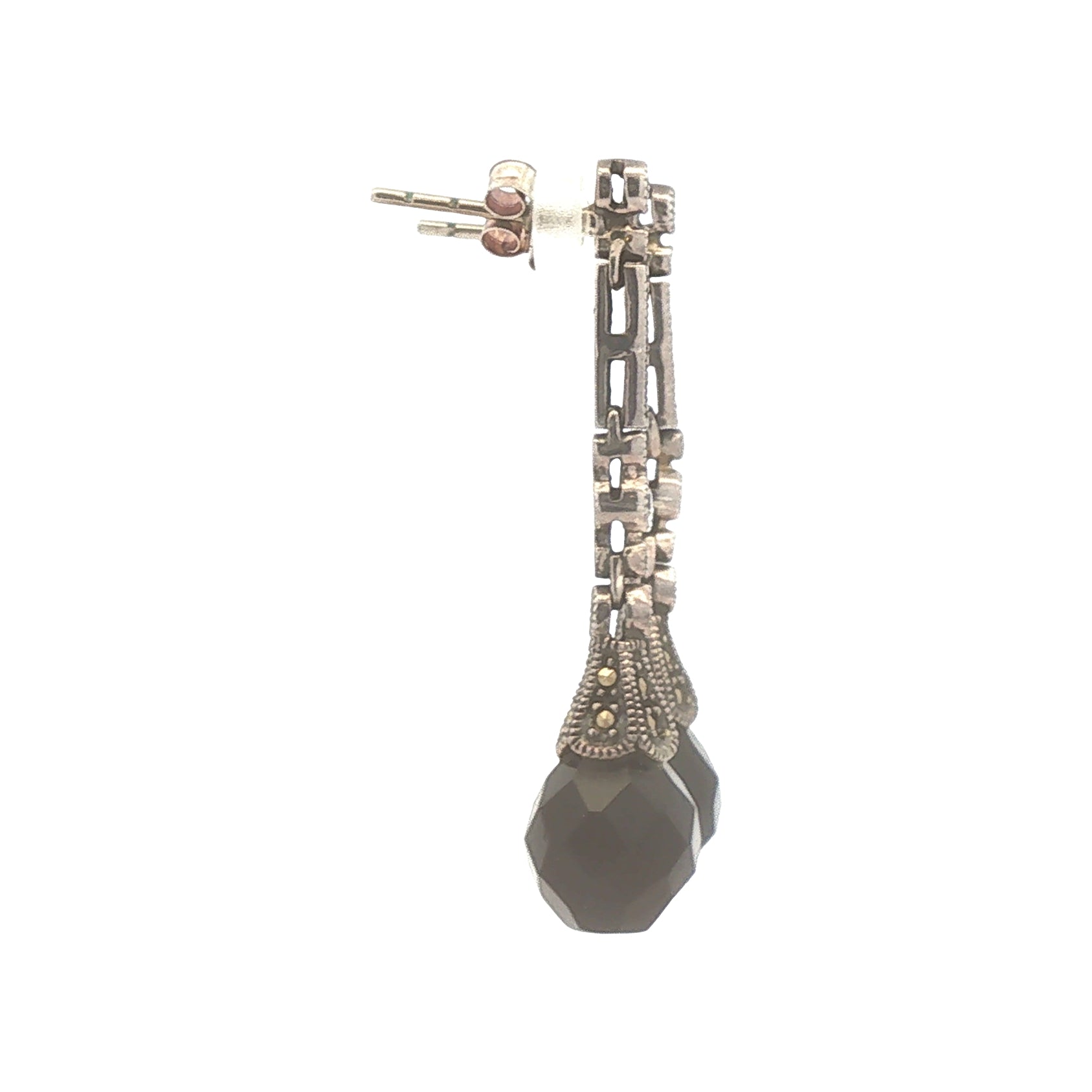 Marcasite and Onyx Dangle Earrings