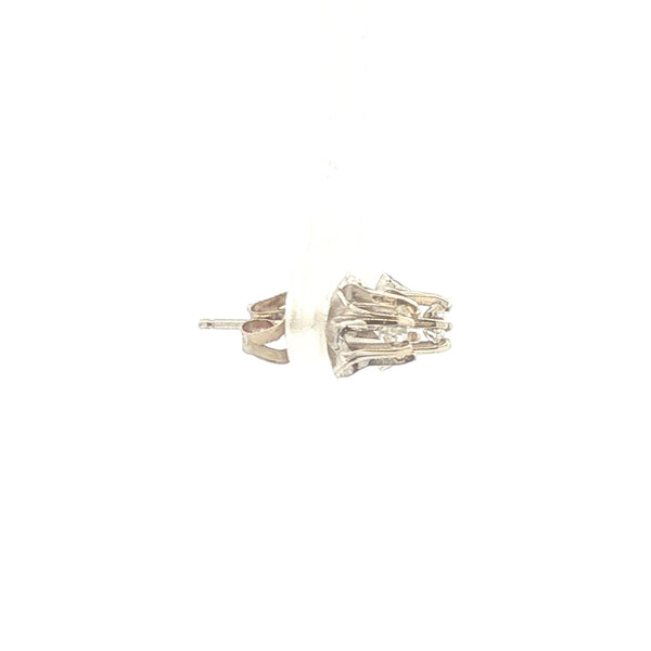 Vintage 14K White Gold Diamond Buttercup Stud Earrings