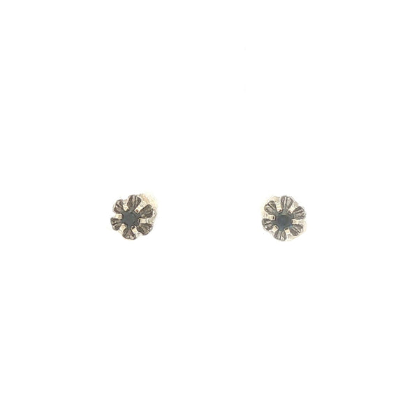14K White Gold Sapphire Buttercup Set Stud Earrings