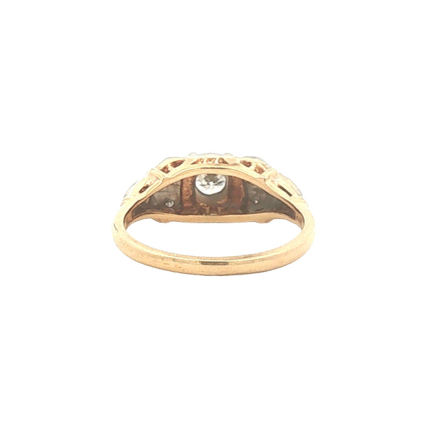 Vintage Two Tone Diamond Engagement Ring