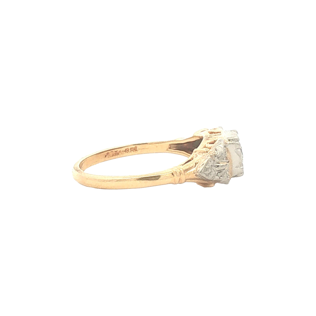 Vintage Two Tone Diamond Engagement Ring