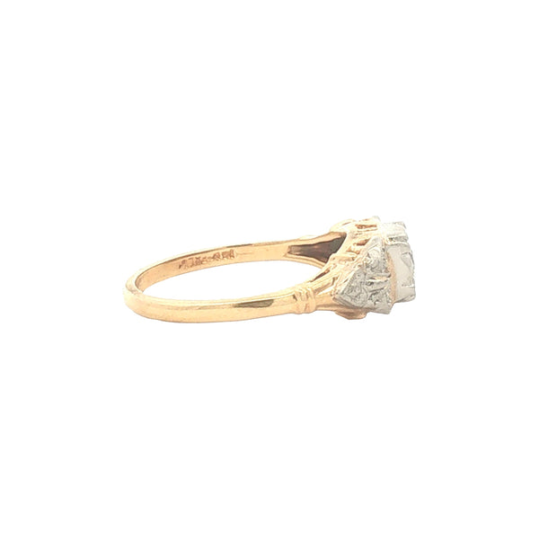 Vintage Two Tone Diamond Engagement Ring