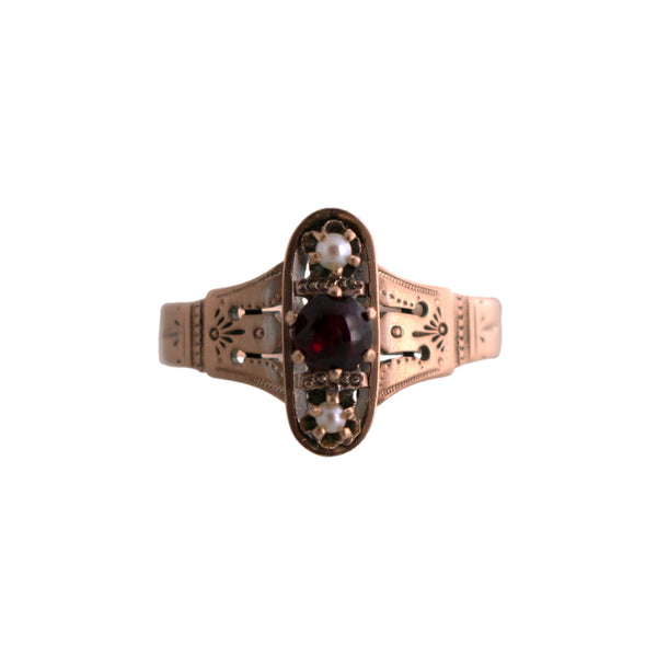 Victorian Garnet and Pearl Ring
