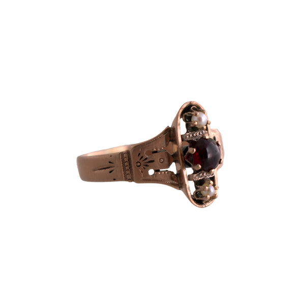 Victorian Garnet and Pearl Ring