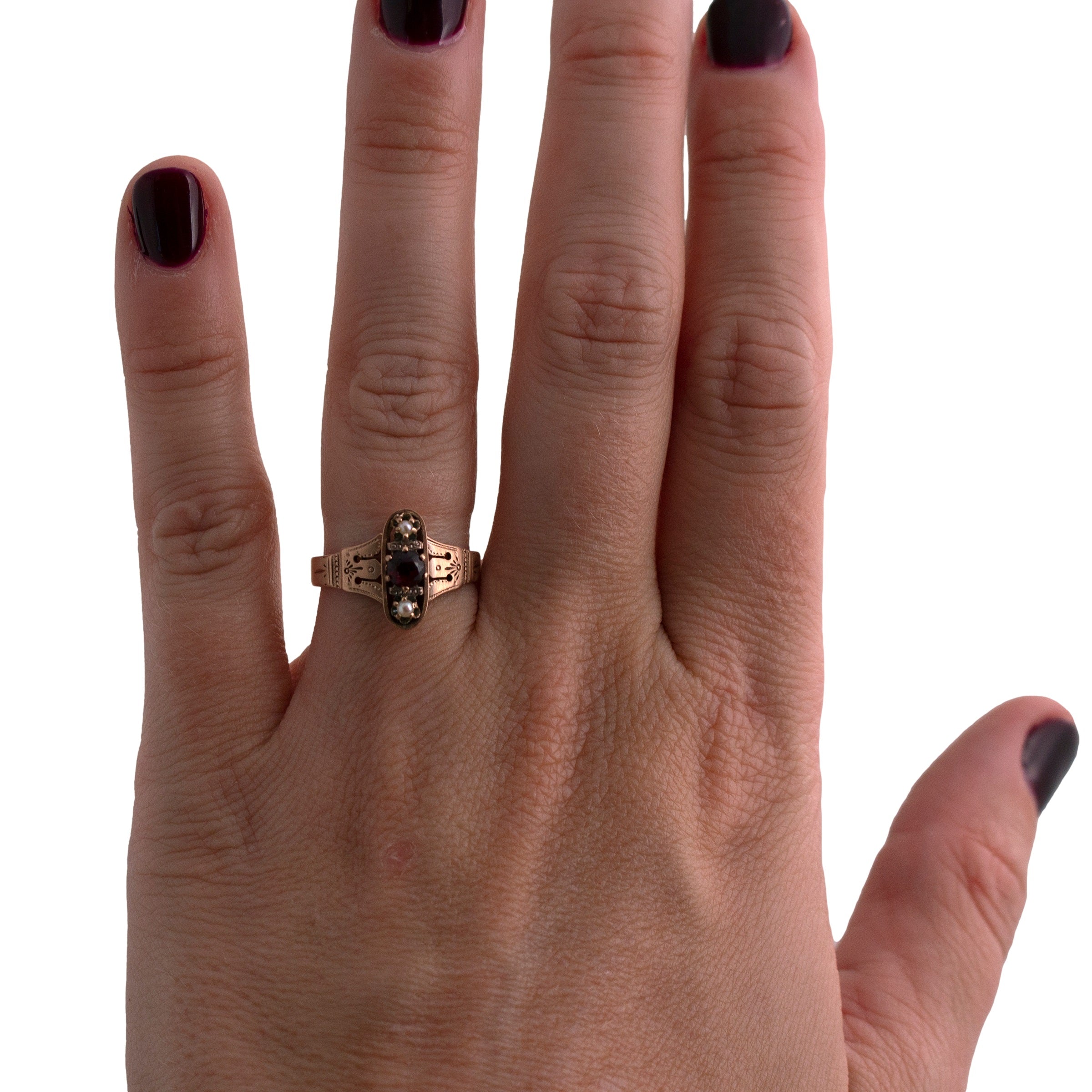 Victorian Garnet and Pearl Ring