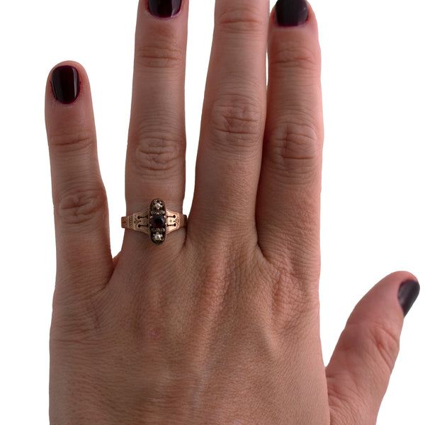 Victorian Garnet and Pearl Ring