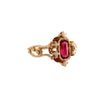 Antique Red Glass Stone with Seed Pearls Ring